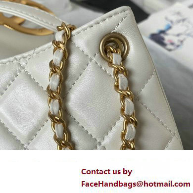 Chanel Lambskin  &  Gold-Tone Metal large Messenger Bag AS4610 white 2024